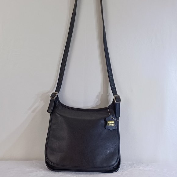 Giani Bernini Handbags - Giani Bernini Slim Leather Messenger Flap Crossbody Bag